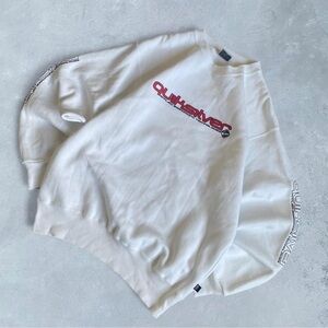 Quiksilver White Crewneck Sweater with Red Logo
